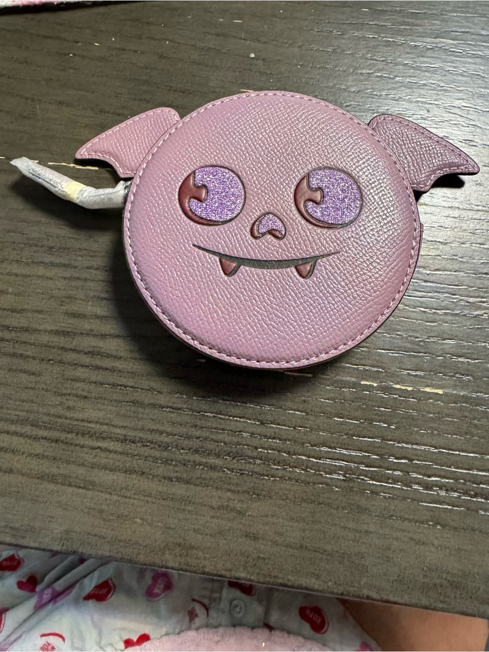 Coach purple bat Face Coin Purse with Glitter Eyes
